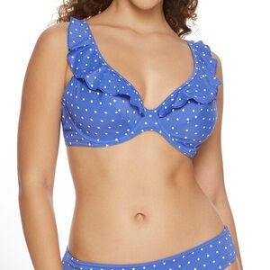 NWT ruffle bikini top. Beauitful blue top with under wire.